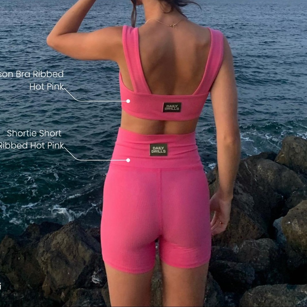 Daily Drills Hot Pink Ribbed Athletic Shorts